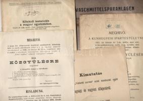 1902-1930 5 db érdekes nyomtatvány (vasúti segélyegylet, temetkezési egylet alapszabály)