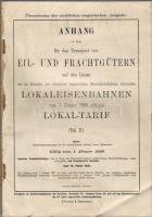 1908 Függelék a gyors- és teherárúk szállítási tartifáiról a M. Kir. államvasutak vonalain német nyelven