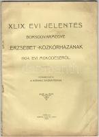 1905 Jelentés Borsodvármegye Erzsébet közkórházának működéséről; Forster, Klein és Ludvig