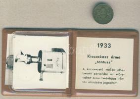 1933. Kisszakasz érme "tantusz" díszcsomagolásban, korabeli közlekedéstörténeti fotókkal T:2