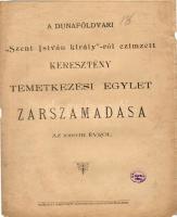 1907 A dunaföldvári Szt István temetkezési egylet zárszámadása; Somló Manó nyomdája