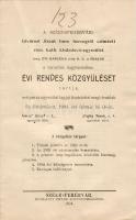 1904 Meghívó a Székesfehérvári Szt Imre róm. kath. kisdedóvó egyesület közgyűlésére; Csitári nyomda
