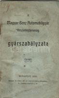 1910 A Magyar Benz Automobilgyár Rt. gyárszabályzata, Heisler és Kozol nyomdája (kissé piszkos)