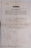 1866 Házassági engedély Scitovszky János hercegprímás és Meszlényi Gyula megyéspüspök saját kezű aláírásával és szárazpecséttel / Document signed by notable bishops, with dry-seal