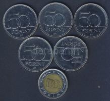 2002. 100Ft "Kossuth" + 2004-2007. 50Ft 5db klf emlékverete T:vegyes