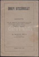 Berend Béla: Ünnepi hitszónoklat, elmondotta a M. Kir. Szigetvári 33. Honvéd Kiegészítő Parancsnokság munkásszázadának eskütételét megelőző istentiszteleten a szigetvári izraelita templomban. A szerző saját kezű dedikálásával Mécs László írónak, Szigetvár 1940 16p. + kézzel írott bibliai idézet