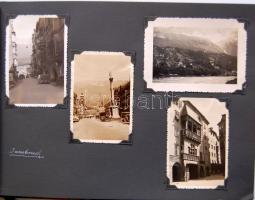 Régi fotóalbum 73 db osztrák és olasz képpel: tájképek, népviseletek, hegyek