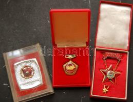 DN 3db Szocialista kitüntetés és medál, Kiváló dolgozó, Szocializmusért és Kiváló társadalmi munkáért, mind eredeti tokban és miniatűrrel T:vegyes