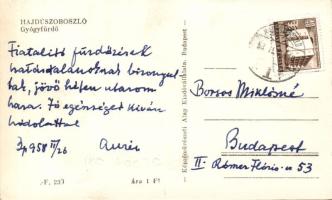 1958 Kárpáti Aurél író, költő autográf képeslapja Borsos Miklós szobrász feleségéhez