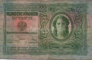 1912 100K (3x) "Magyarország" piros körbélyegzővel T:III