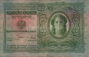 1912 100K (3x) "Magyarország" piros körbélyegzővel T:III