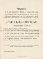 1938 Meghívó a Magyar Királyi Erzsébet Tudományegyetem ünnepi közgyűlésére