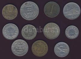 Kis világpénz tétel,közte Szlovákia, Jugoszlávia, USA, Svájc, Románia pénzei T:vegyes