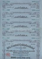 Berlin 1927. Porosz Földhitel Részvénytársaság 1000GM-ról szóló kötvénye (10x) T:I-