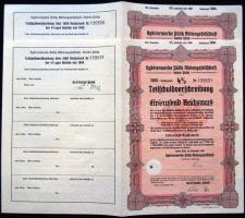 Németország 1940. "Hydrierwerke Pölitz Aktiengesellschaft" bemutatóra szóló kötvény 1000RM-ról (2x) T:I