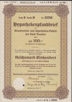 Dresden 1938. Jelzáloglevél 100M-ról (2x) T:I
