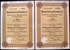 Dresden 1938. Jelzáloglevél 100M-ról (2x) T:I