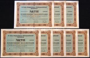 Heidelberg 1929. "H.Fuchs Vagongyár" részvénye 100M-ról (8x) T:I-