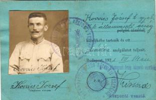 1921 Tartalékos csendőri igazolvány