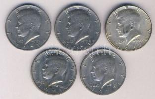 USA 1967-1977. 1/2$ "Kennedy" (5x) T:2,3