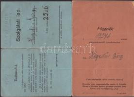 1927 függelék joggosítványhoz + 1936 Ált. Gépkocsi Közl. Rt. szolgálati lap sofőr részére