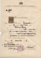 1905 Bizonyítvány a budapesti Tűzoltó- Főparancsnokságtól kiválló csővezetői munkáról