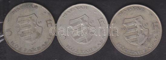 1947. 5Ft Ag (3x) "Kossuth" T:2,3