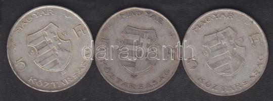 1947. 5Ft Ag (3x) "Kossuth" T:2,3