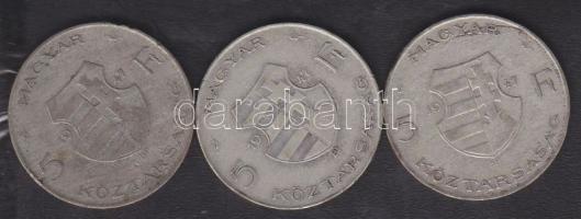 1947. 5Ft Ag (3x) "Kossuth" T:2,3