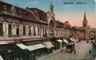 Nagyvárad Rákóczi street with the shops of Géza and Ödön Klein, Barabás and Újhelyi