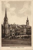 Trutnov, Trautenau; Rathaus, Kirche, Warenhaus / town hall, church, shop of Peter Erben