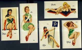 cca 1960 5 db erotikus matrica / 5 pin-up girl stickers