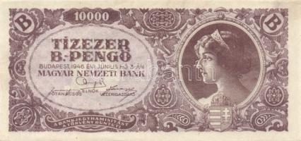 1946. 10000BP(7x) többféle színváltozat (köztük egy vágáshibás, másik eltolódott nyomatú) T:I,I-