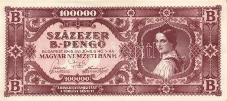 1946. 100000BP(10x) benne színvariánsok T:I-,II+