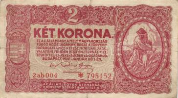 1920. 2K (4x) "2aa" és "2ab csillaggal" + 10K + 20K sorszámok közt pont, 4mmm so...
