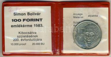 1983. 100Ft "Simon Bolivár" T:BU Eredeti tokban, tanúsítvánnyal!