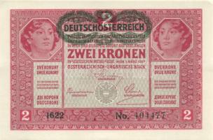 1917. 2K (2x) vízszintes "Deutschösterreich" fny.-sal, egymásutáni sorszámokkal T:I-