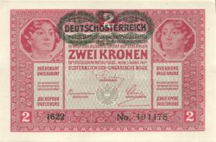 1917. 2K (2x) vízszintes "Deutschösterreich" fny.-sal, egymásutáni sorszámokkal T:I-