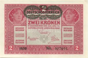 1917. 2K (2x) vízszintes "Deutschösterreich" fny.-sal, egymásutáni sorszámokkal T:I-
