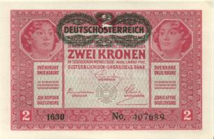1917. 2K (6x) vízszintes "Deutschösterreich" fny.-sal, egymásutáni sorszámokkal T:I-
