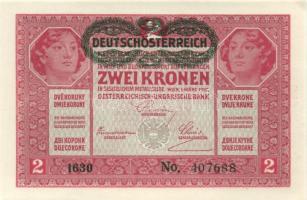 1917. 2K (6x) vízszintes "Deutschösterreich" fny.-sal, egymásutáni sorszámokkal T:I-