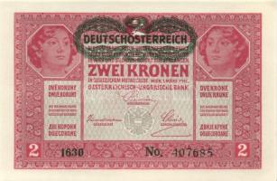 1917. 2K (6x) vízszintes "Deutschösterreich" fny.-sal, egymásutáni sorszámokkal T:I-