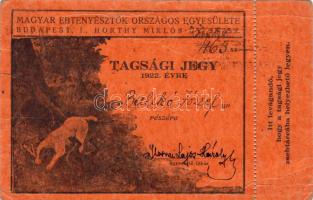 1922 Ebtenyésztők országos egyesülete tagsági jegy postázva