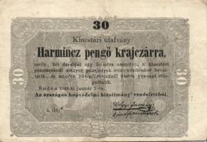1849. 15kr "Kossuth-bankó" + 30kr "Kossuth-bankó" "*"-gal! T:IV,III