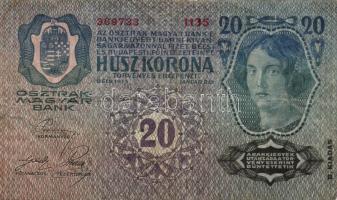 1913. 20K I.kiadás + 20K II.kiadás vízszintes "Deutschösterreich" felülnyomással T:III + 1...