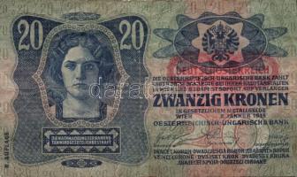 1913. 20K I.kiadás + 20K II.kiadás vízszintes "Deutschösterreich" felülnyomással T:III + 1...