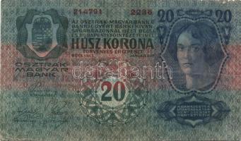 1913. 20K I.kiadás + 20K II.kiadás vízszintes "Deutschösterreich" felülnyomással T:III + 1...