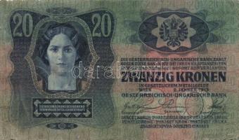 1913. 20K I.kiadás + 20K II.kiadás vízszintes "Deutschösterreich" felülnyomással T:III + 1...