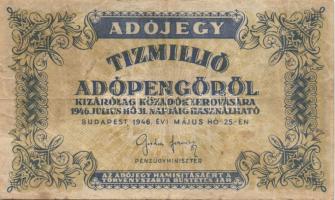 1946. 10.000AP + 50.000AP (2x) főtípus és fehér papíros papírránccal + 100.000AP eltolódott elő- és hátlapi nyomattal + 500.000AP (2x) főtípus és fehér papír vízjel nélkül + 1.000.000AP (2x)fehér papír különféle színváltozatok + 1946. 10.000.000AP T:II,III,IV