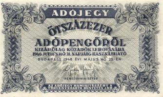 1946. 10.000AP + 50.000AP (2x) főtípus és fehér papíros papírránccal + 100.000AP eltolódott elő- és ...
